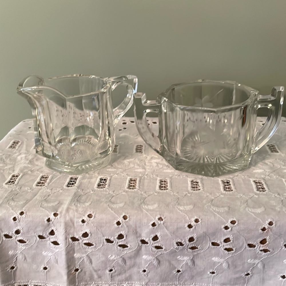Lead Crystal Sugar and Creamer